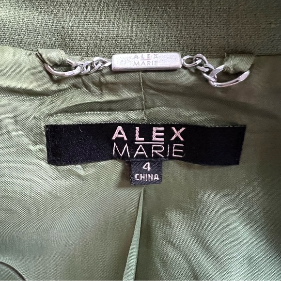 Alex Marie Olive Green Women's Jacket Blazer Size 4 - Picture 7 of 11